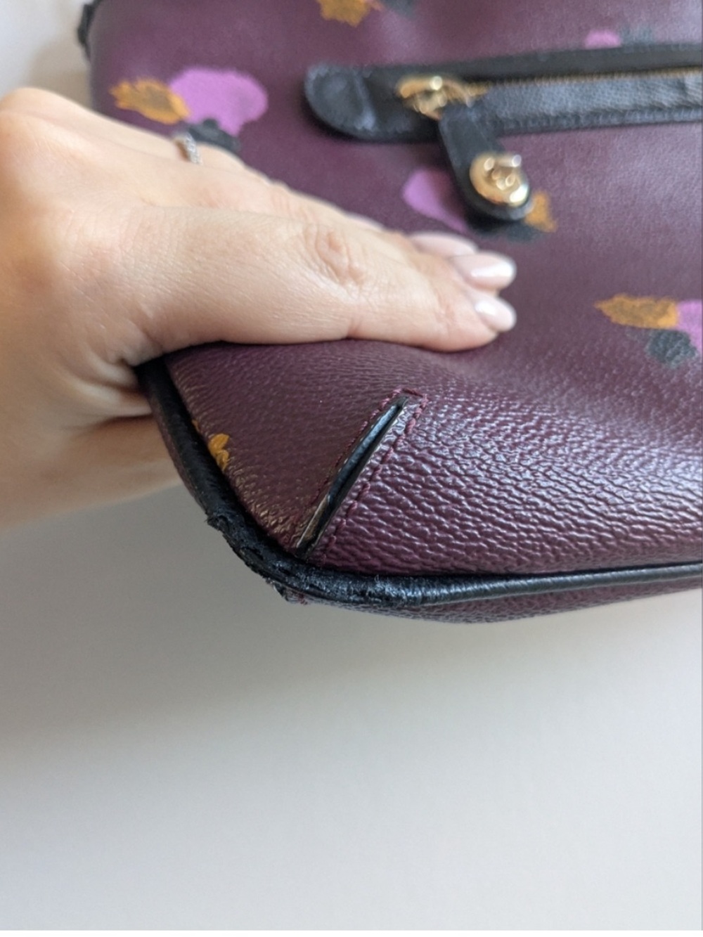COACH TAYLOR CROSSBODY IN FLORAL PRINT COATED CANVAS Plum Purple - Picture 10 of 10